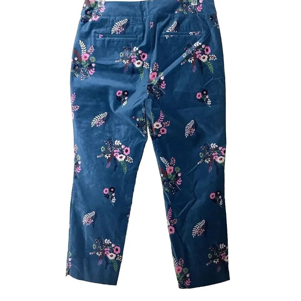 Boden Sackville Crop Pants US 8P Floral Stretch Velvet Business Casual - Picture 3 of 11